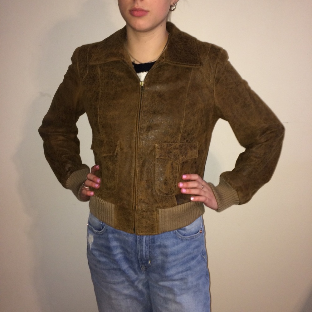 Guess Super Soft Brown Genuine Leather Jacket - Picture 5 of 8